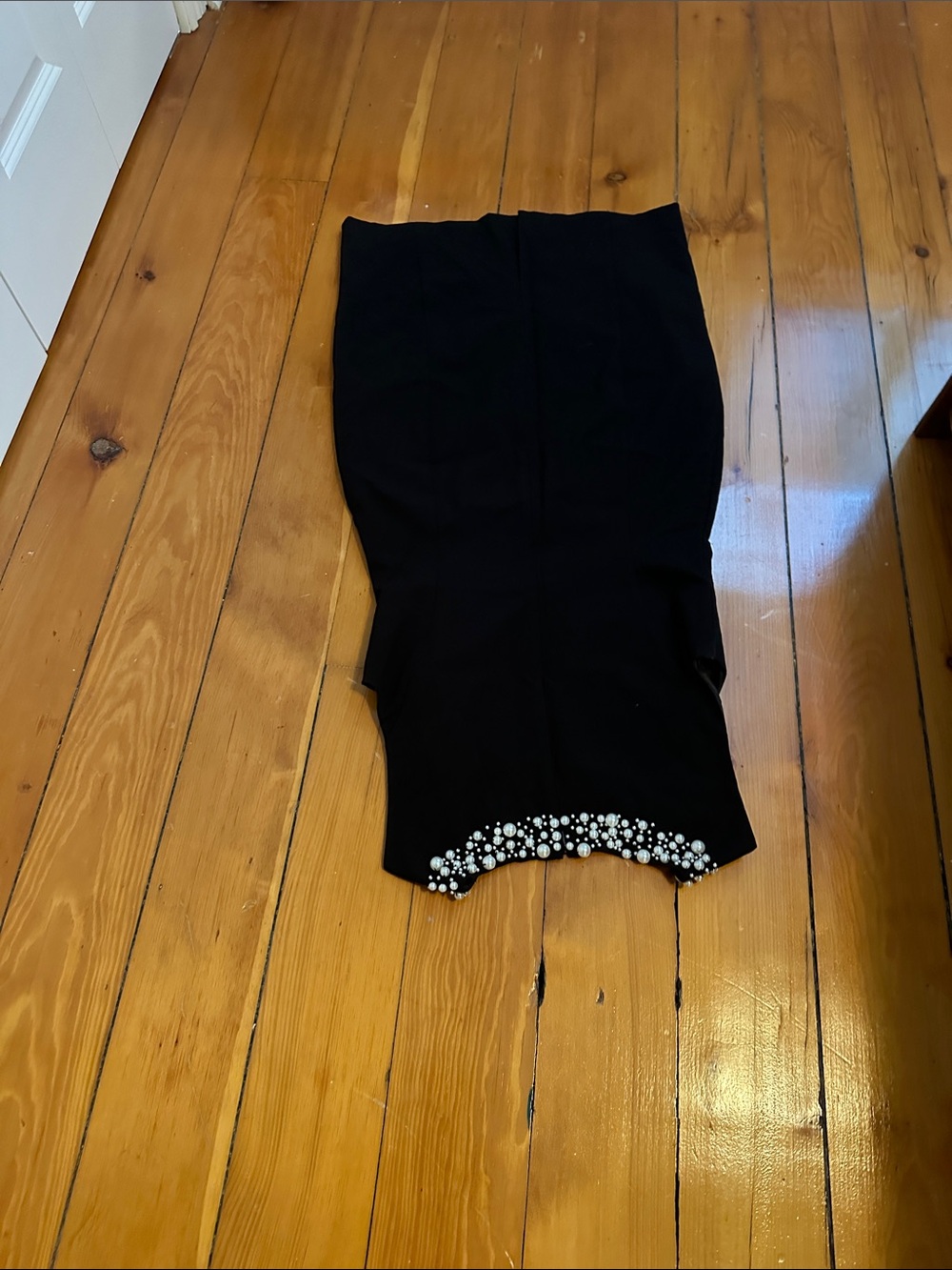 Calvin Klein Black Sleeveless Midi Sheath Dress with Beaded Collar - Picture 3 of 3